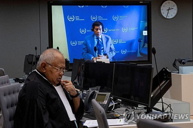 지난 3월 구치소서 화상으로 ICC 출석한 두테르테 전 필리핀 대통령