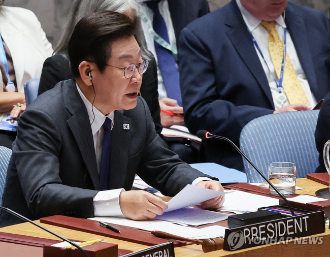 유엔 안보리 공개토의 주재하는 이재명 대통령