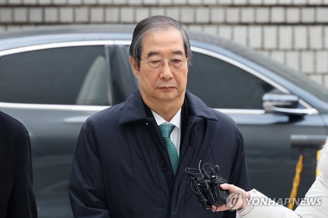 1심 결심 공판 출석한 한덕수 전 총리